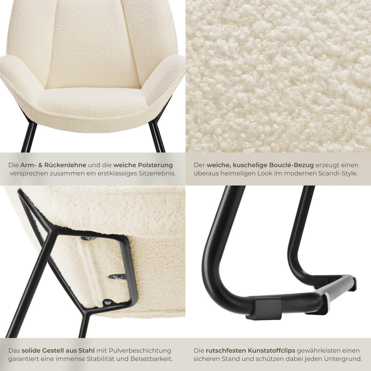 SESSEL Kjeld,73 x 72 x 81 cm,creme-weiß - Creme/Weiß, Kunststoff (73/81/72cm) - tectake