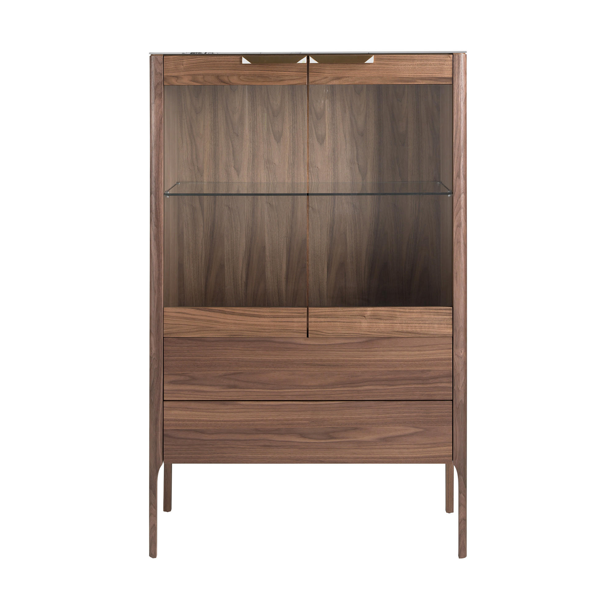 HIGHBOARD Glas Walnuss 99/40/161 cm - Transparent/Walnussfarben, Holz (99/161/40cm) - ANGEL CERDA