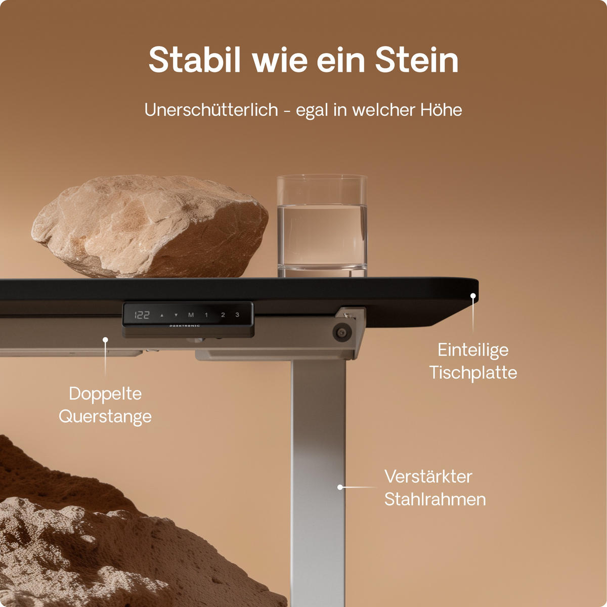 SCHREIBTISCH Elektrisch Höhenverstellbarer HomeOne 160x80cm Weiß/Schwarz mit Memory-Funktion, Anti-Kollisions Technologie - Schwarz/Weiß, Holzwerkstoff (80/160/72cm) - Desktronic