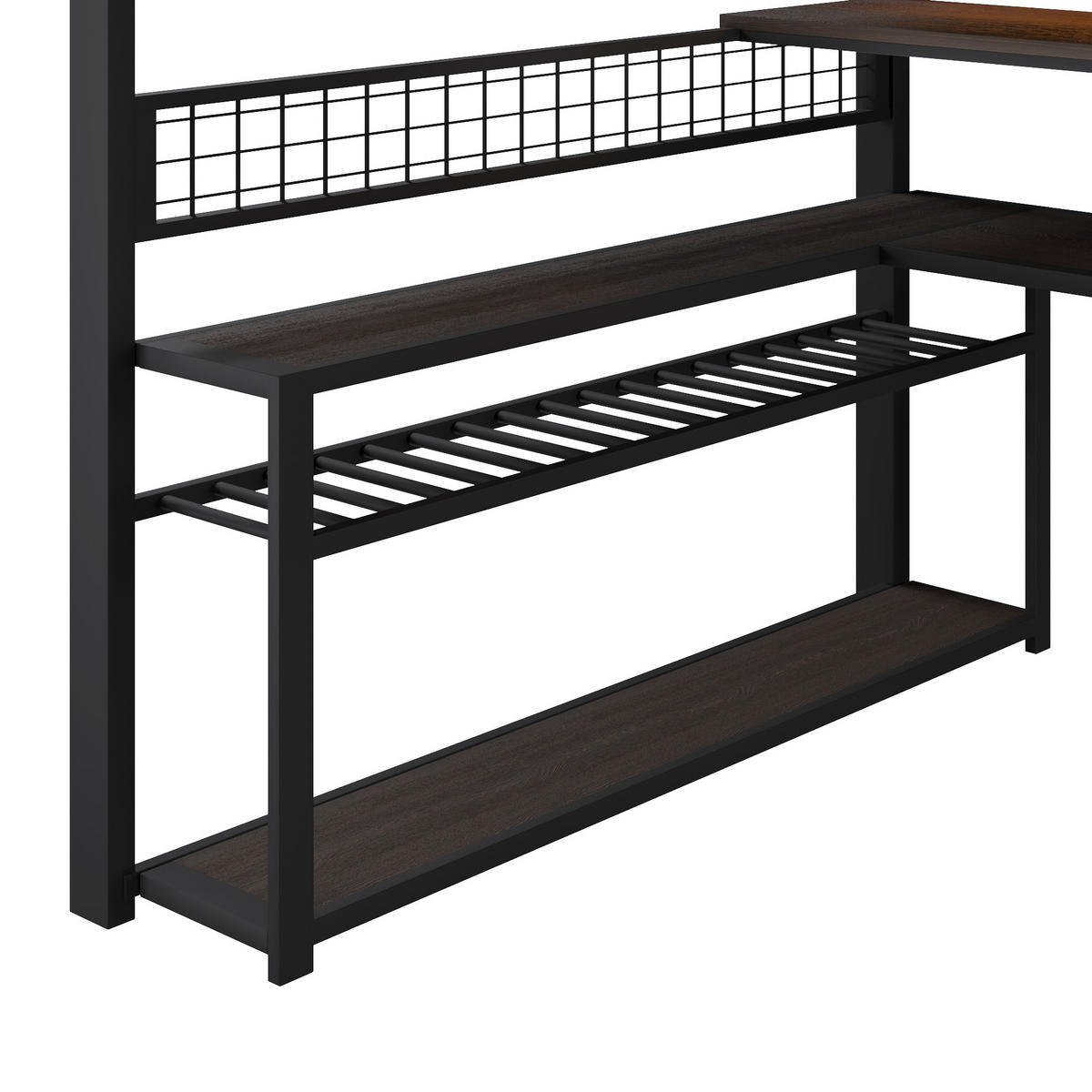 HOCHBETT 140/200 cm in Schwarz aus Metall und MDF mit LED, Kleiderschrank, Schreibtisch und Stauraum - Schwarz, Holzwerkstoff/Metall (140/200cm) - WISHDOR