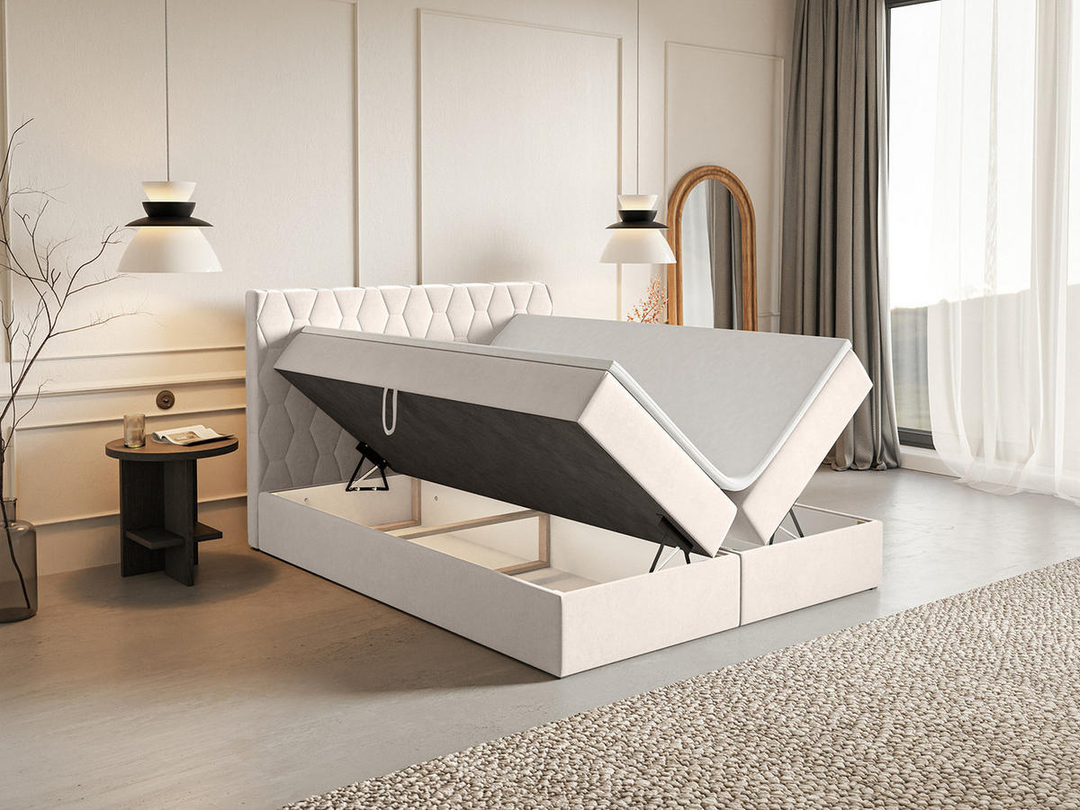 BOXSPRINGBETT Wemio 160x200 cm, Creme - Ecru, Textil (160/200cm) - Fedve