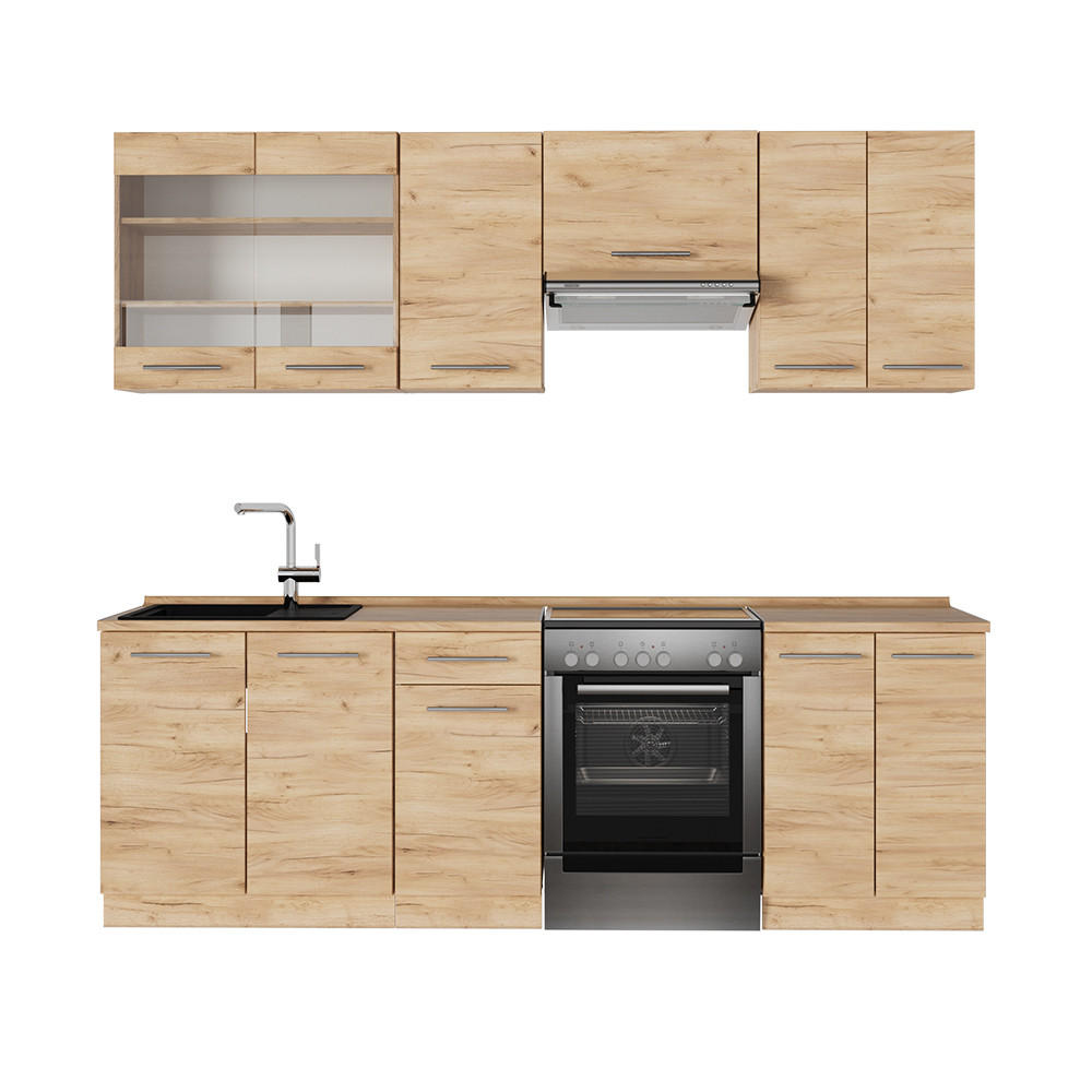 Vicco Küchenzeile Eiche, Eiche 240x81.6x51.6 cm