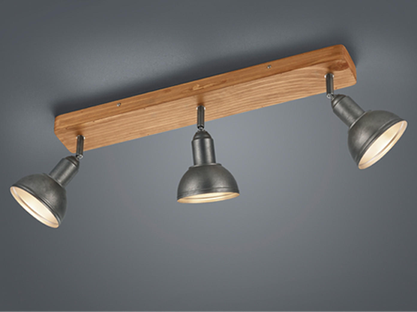LED-DECKENSTRAHLER Breite 58cm, Holzbalken - Silberfarben/Naturfarben, Holz/Metall (11/58/21cm) - meineWunschleuchte