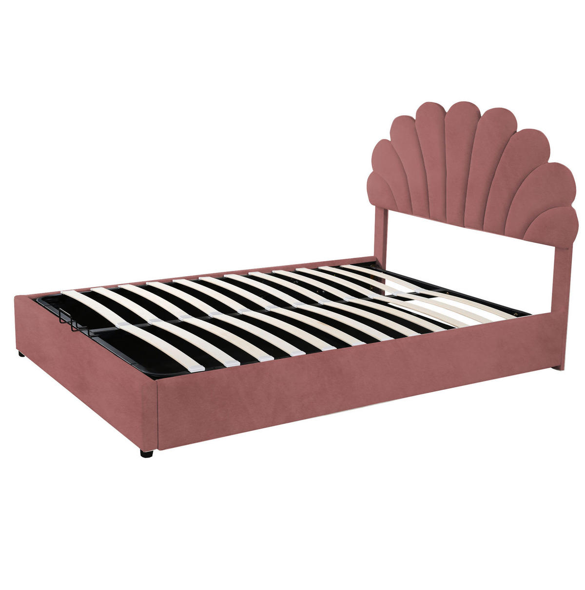 POLSTERBETT mit Stauraum 140x200 cm Samt Pink mit Lattenrost - Pink, Metall (140/200cm) - Meubliv