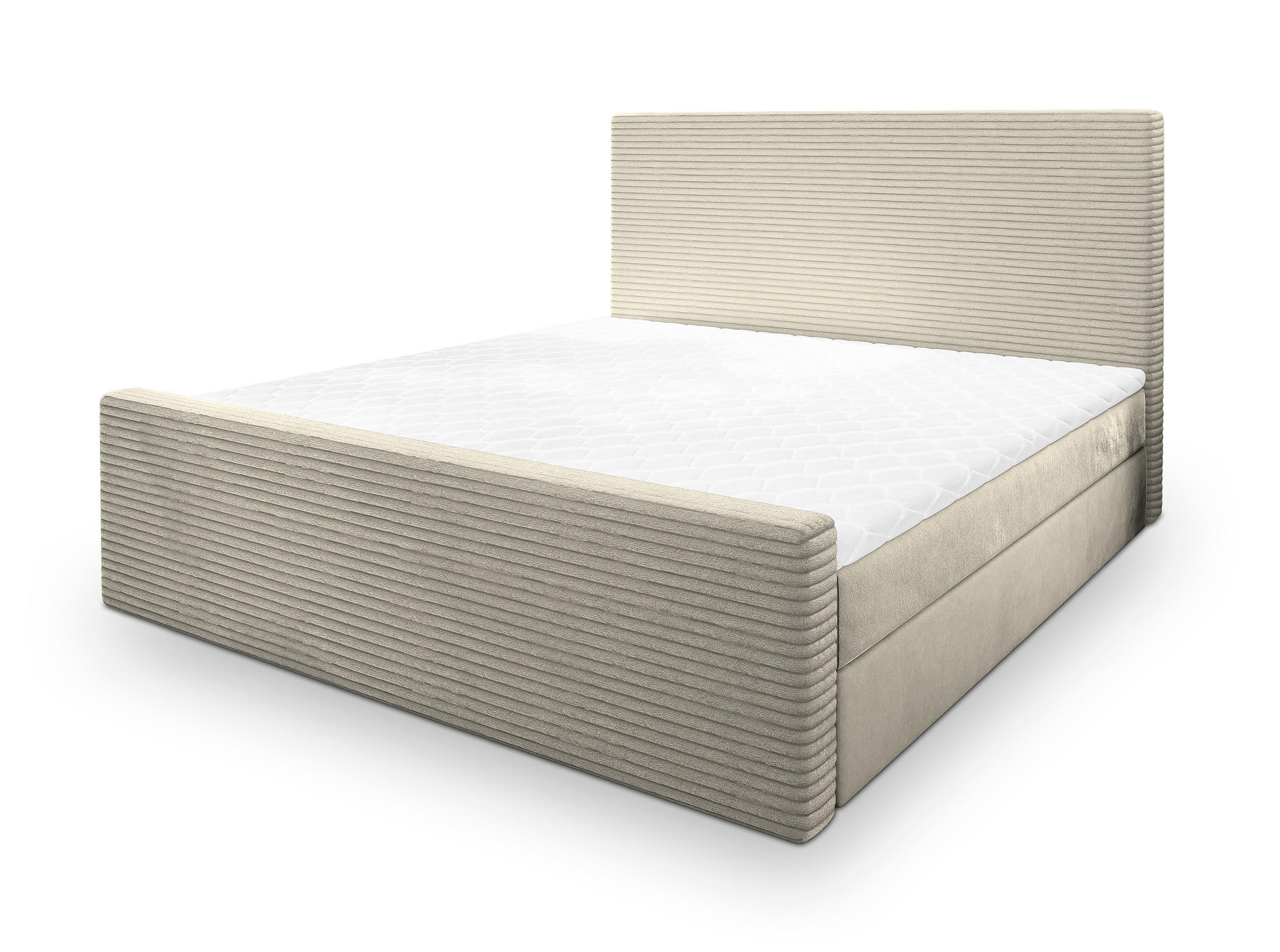 POSTEL BOXSPRING ALORIA 180x200 cm, s matrací a úložným prostorem, krémová - krémová, kompozitní dřevo/textil (180/200cm) - MASSENO