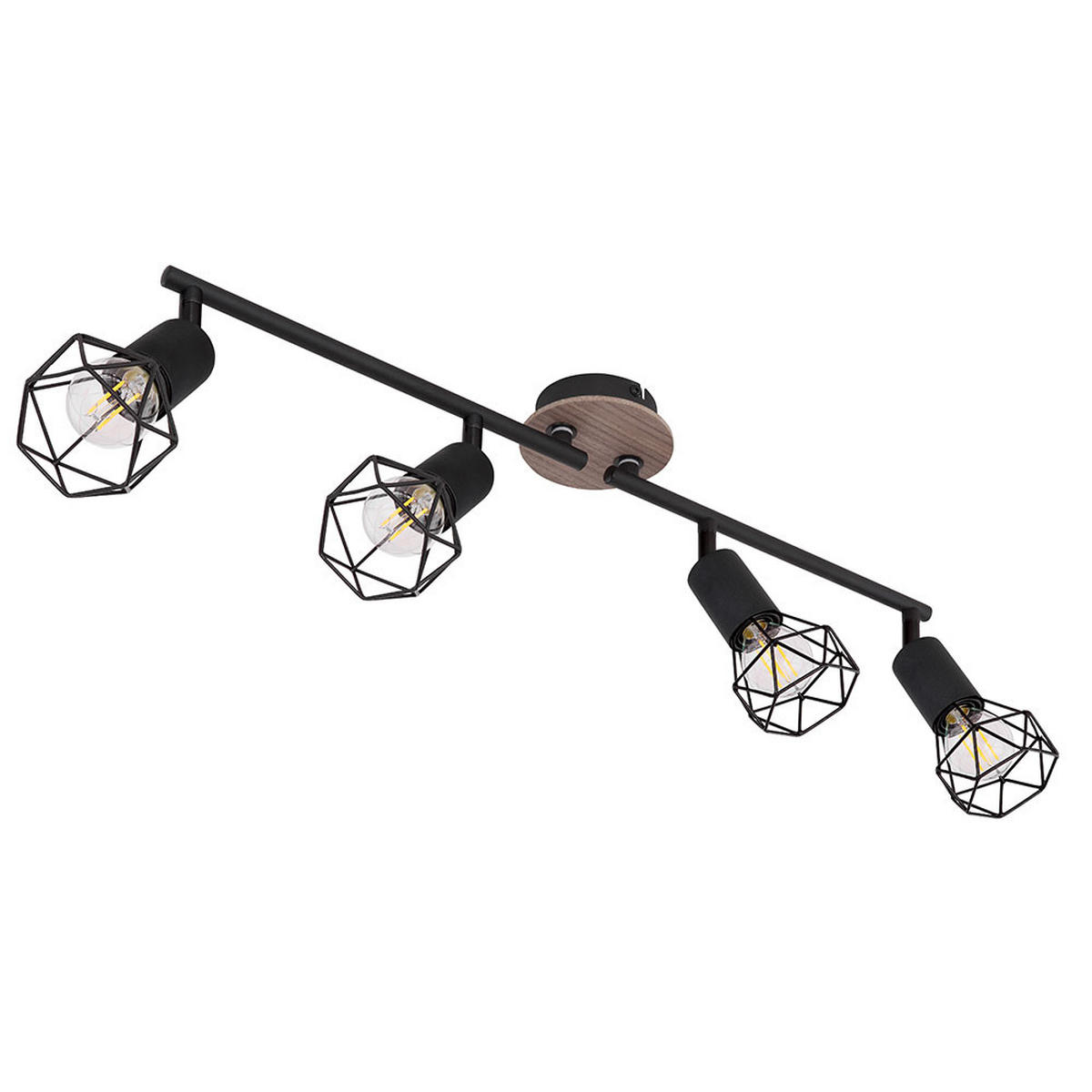 DECKENLEUCHTE Metall Holzoptik Schwarz - Schwarz, Holz (60/10/21.5cm) - Globo Lighting
