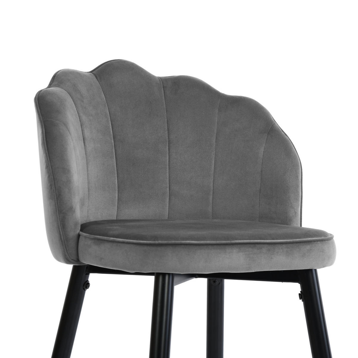 BARHOCKER 2er-Set Metallfüße, Schwamm, Samt, grau - Schwarz/Grau, Metall (50/101/55cm) - Urban Meuble