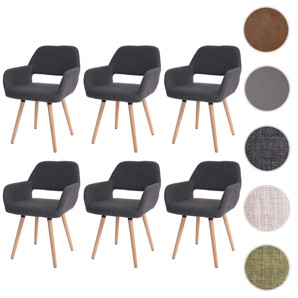 ESSZIMMERSTUHL Schiefergrau 6er-Set - Anthrazit, Holz (56/78/57cm) - MCW