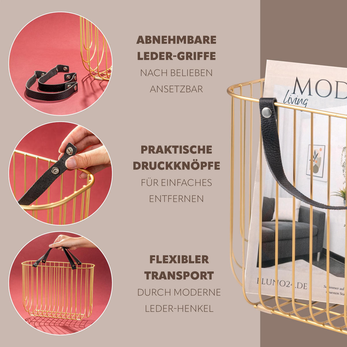 ZEITUNGSSTÄNDER, Gold - Goldfarben, Metall (36/26.5/15.5cm) - eluno