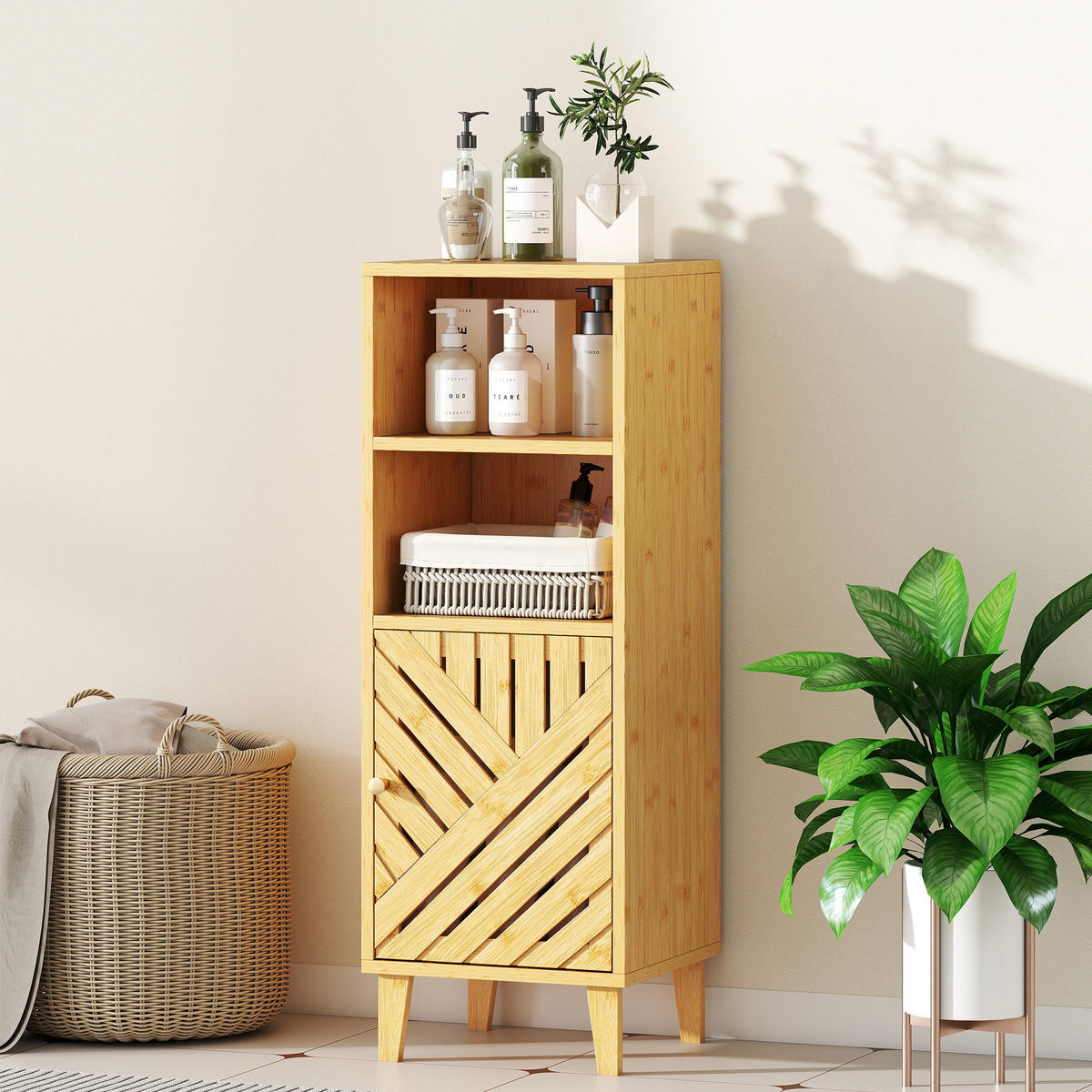 BADEZIMMERSCHRANK Naturfarben 32/30/90 cm - Naturfarben, Holz (32/90/30cm) - PANGIVO