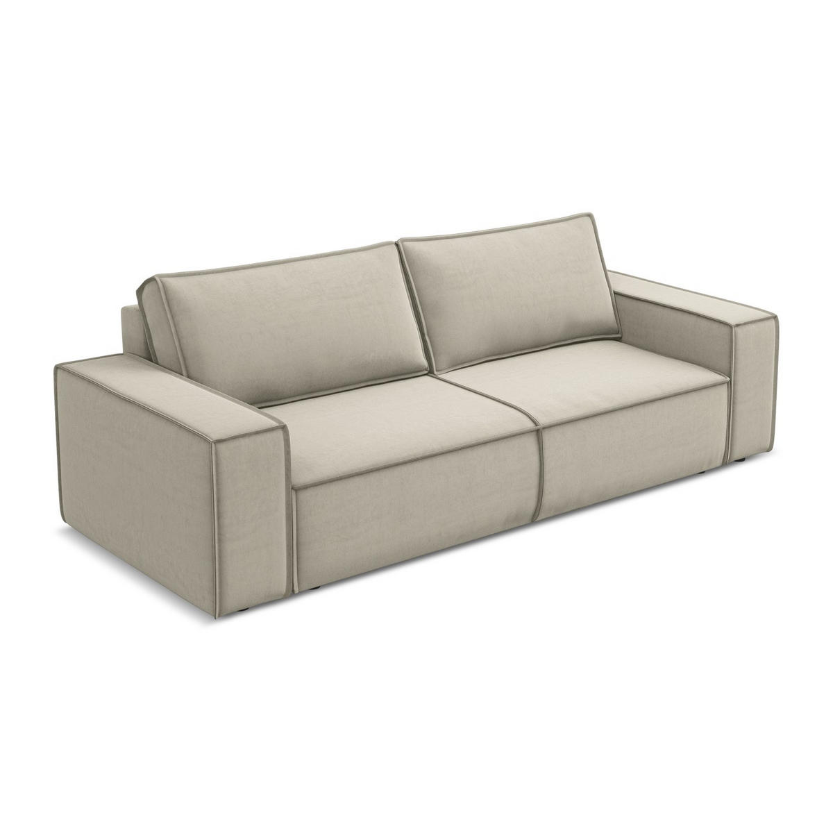 3-SITZER SOFA mit Schlaffunktion Samt Stoff Creme - Perlmutt/Creme, Kunststoff/Textil (255/85/105cm) - LaMiaSofa