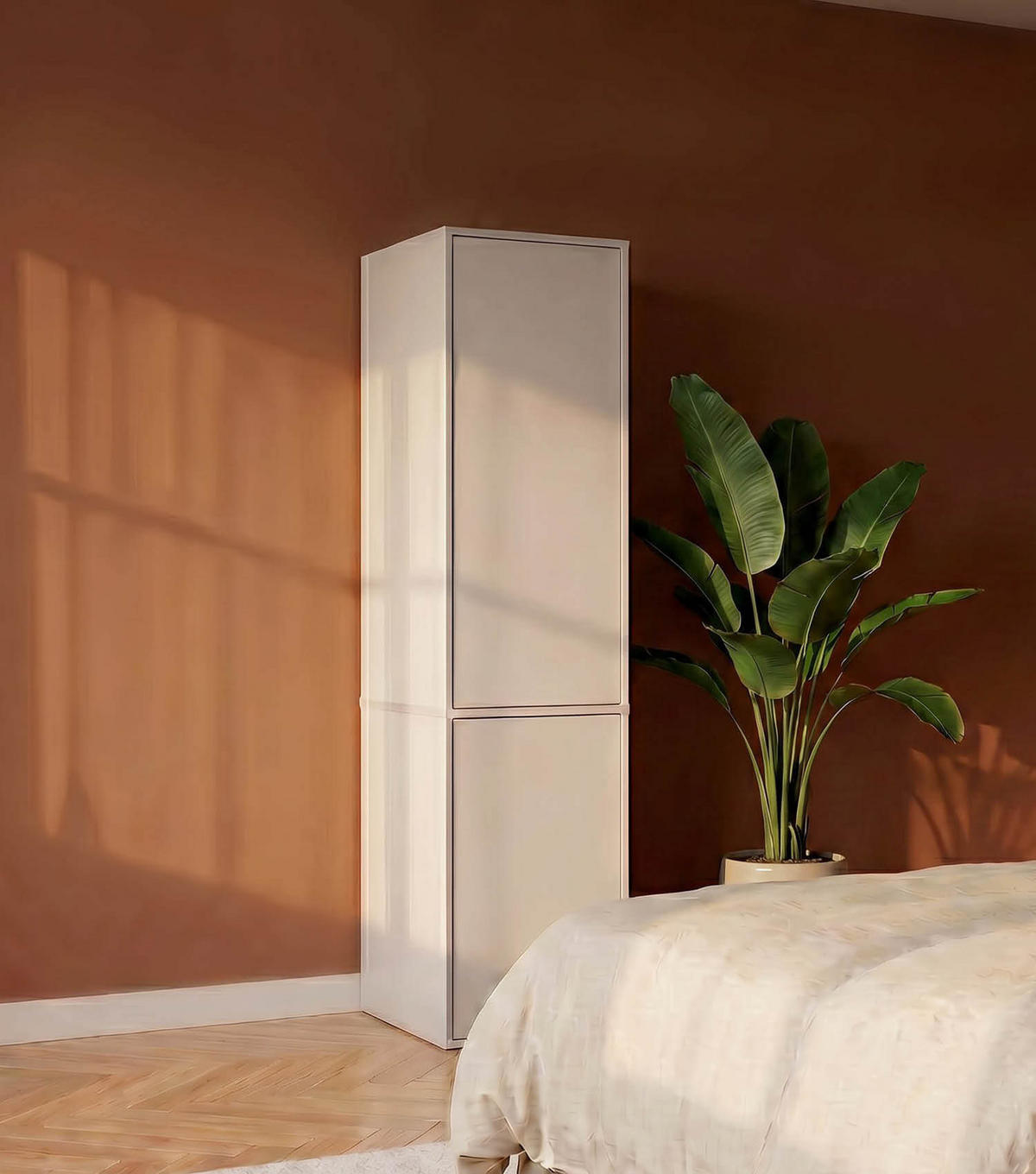 KLEIDERSCHRANK Der Robe - Beige, Holzwerkstoff (47/197/58cm) - Mokebo