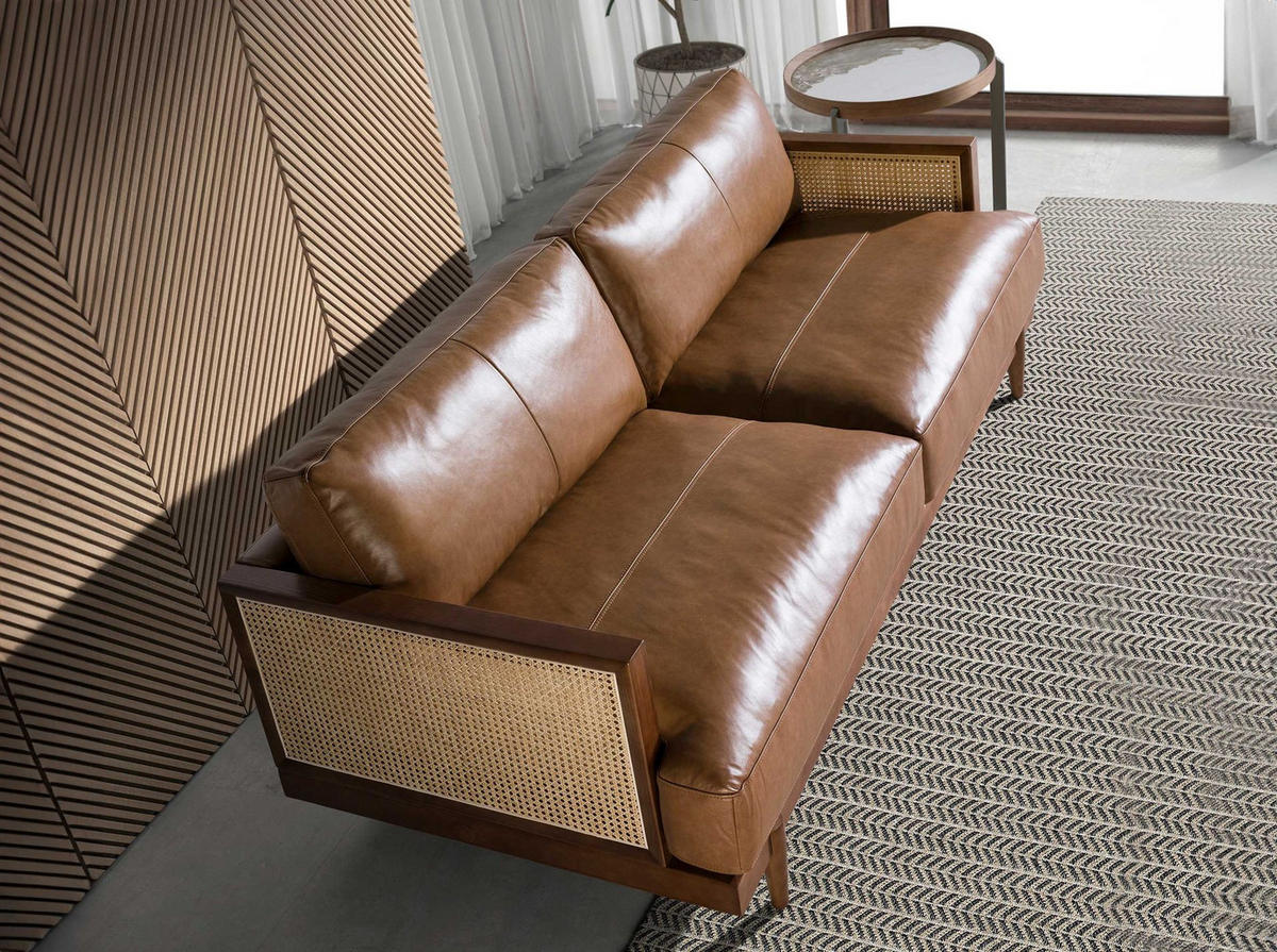 SOFA 3-Sitzer-Sofa aus braunem Leder 205/96/83 cm - Walnussfarben/Braun, Leder (205/83/96cm) - ANGEL CERDA