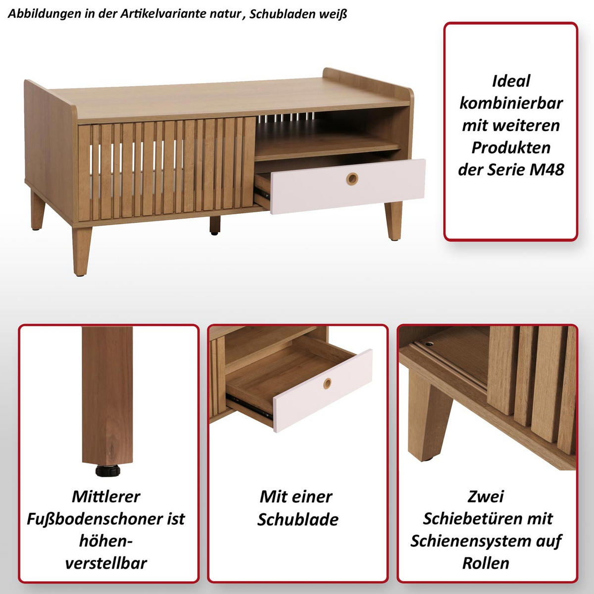 COUCHTISCH rechteckig Walnuss Dekor - Walnussfarben, Holz (59/114/52cm) - MCW