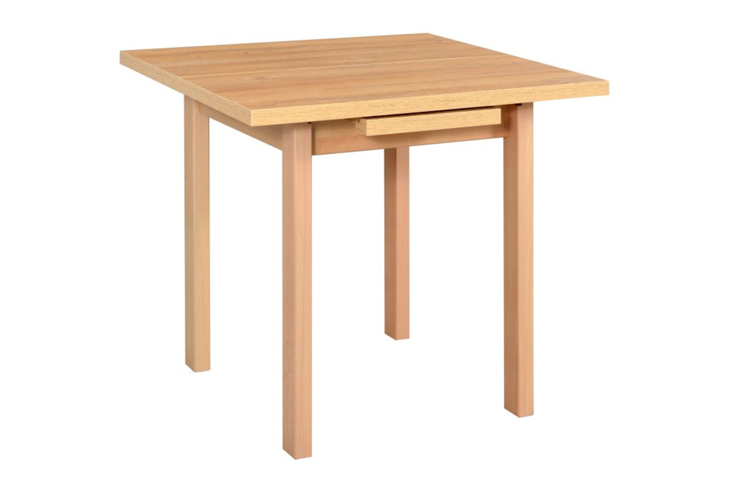 ESSTISCH Max 7, 80-110/80 cm, grandson - Birkefarben, Holz (80/80/76cm) - Leaf Design