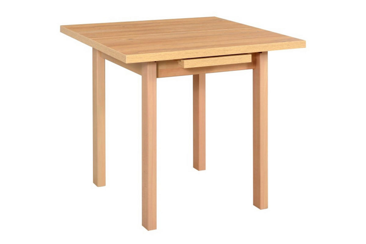 ESSTISCH Max 7, 80-110/80 cm, grandson - Birkefarben, Holz (80/80/76cm) - Leaf Design
