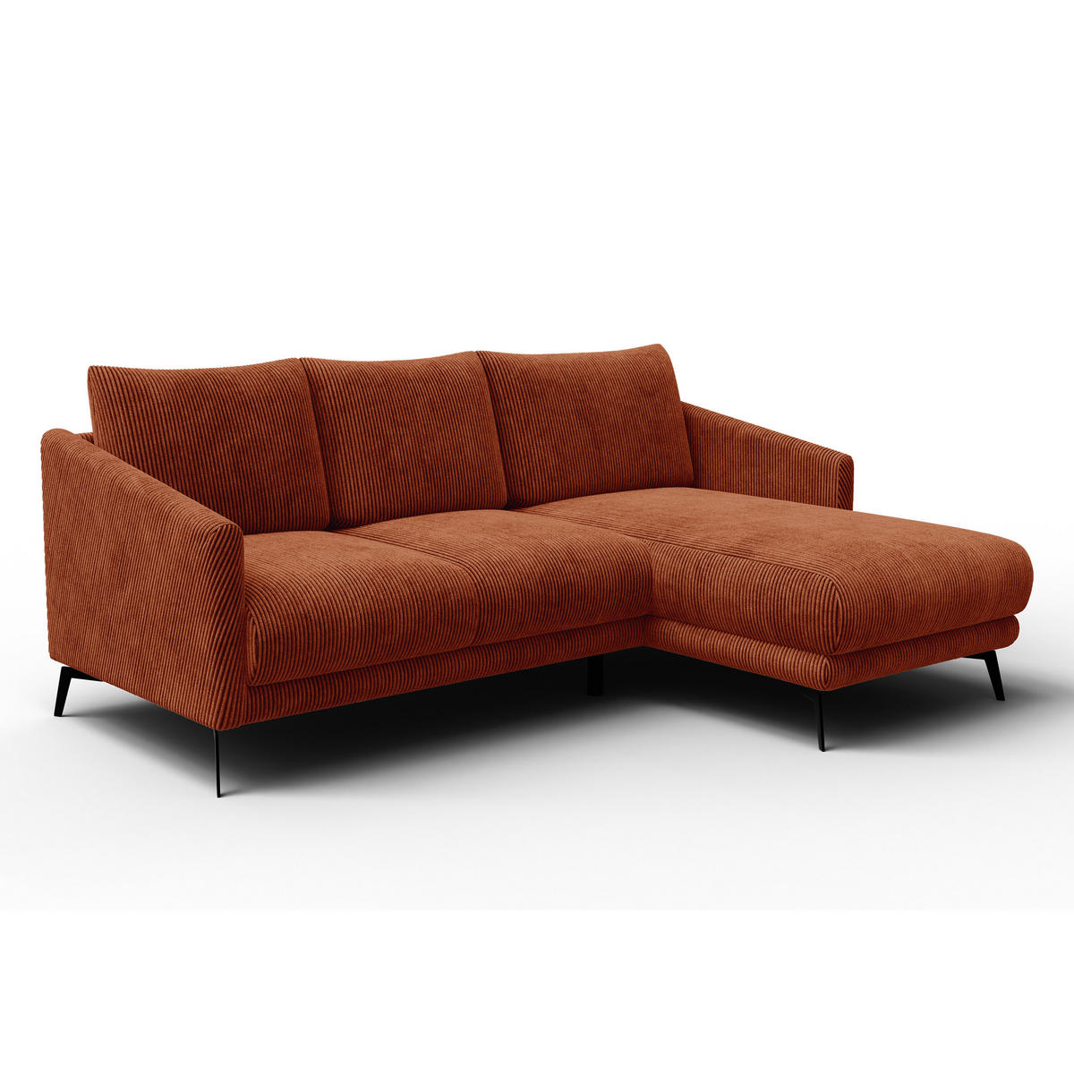 ECKSOFA VILT 3-Sitzer, orange - Schwarz/Orange, Holzwerkstoff/Textil (221/156cm) - Courtois Laville