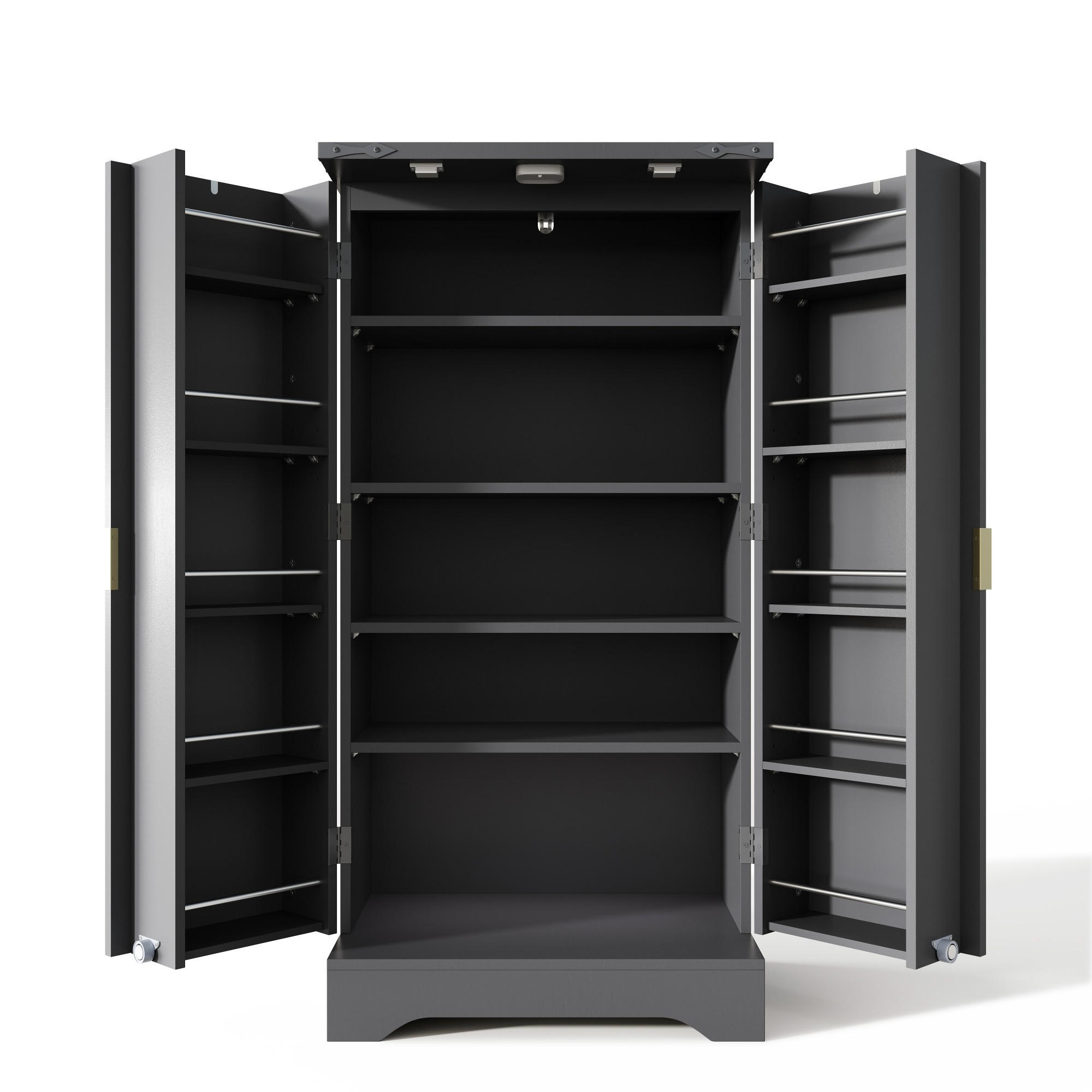 GESCHIRRSCHRANK 60.5/40/120 cm Schwarz mit LED-Sensorlicht und Gewürzregal - Schwarz, Holz (60.5/120/40cm) - Oxeza