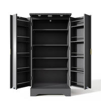 GESCHIRRSCHRANK 60.5/40/120 cm Schwarz mit LED-Sensorlicht und Gewürzregal - Schwarz, Holz (60.5/120/40cm) - Oxeza