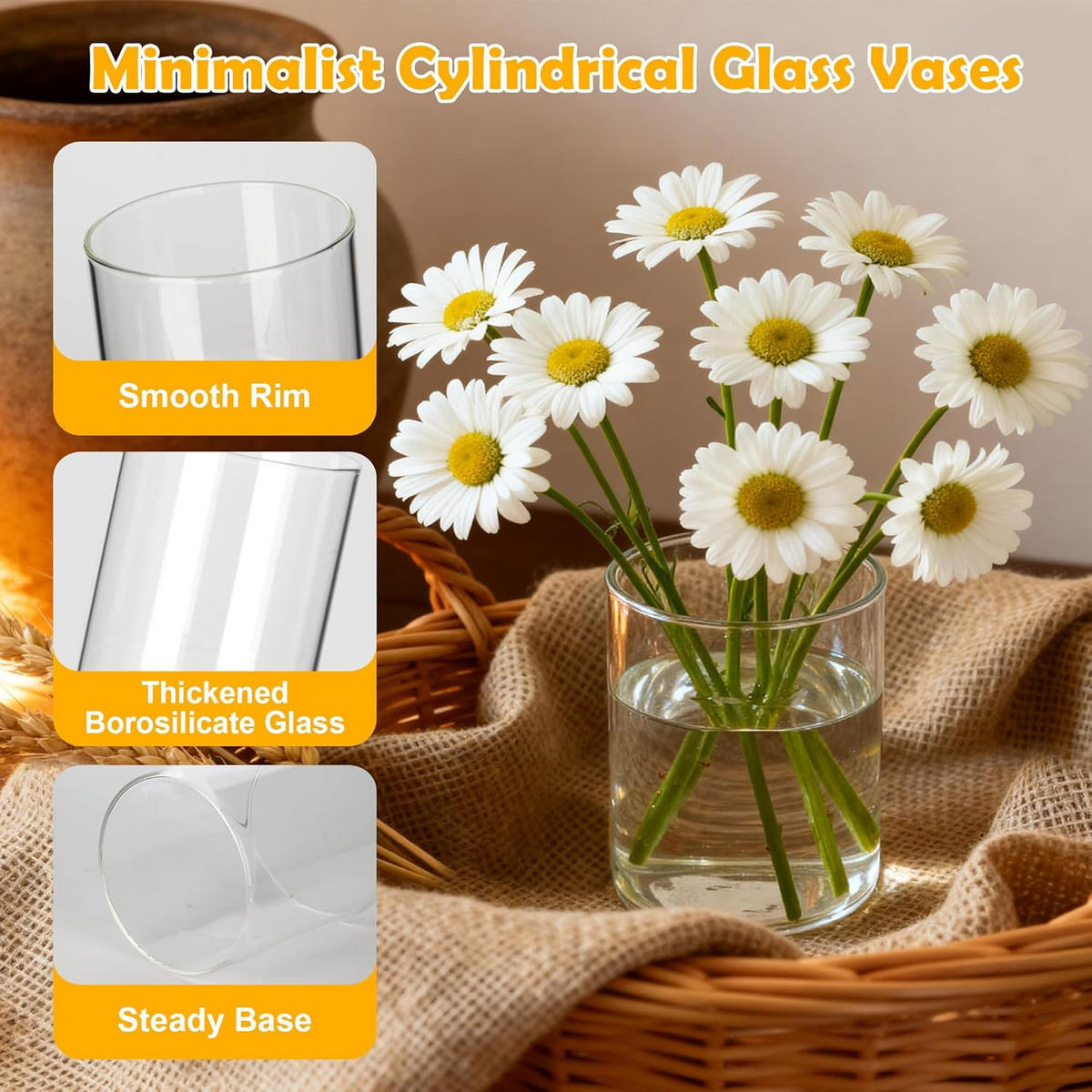 VASE 8,5 x 8,5 x 10 cm Transparentes Glas - Transparent, Glas (10cm) - LIBRATON