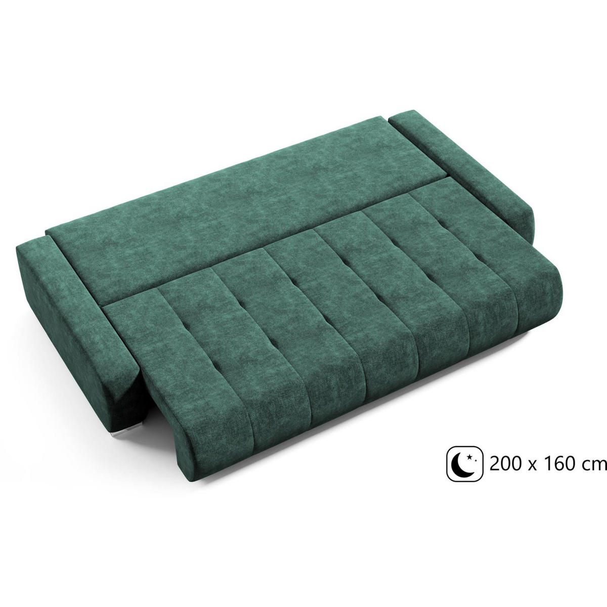 SCHLAFSOFA Draco 3-Sitzer, mit Bettkasten, Dunkelgrün - Dunkelgrün, Textil (240/85/110cm) - Beautysofa