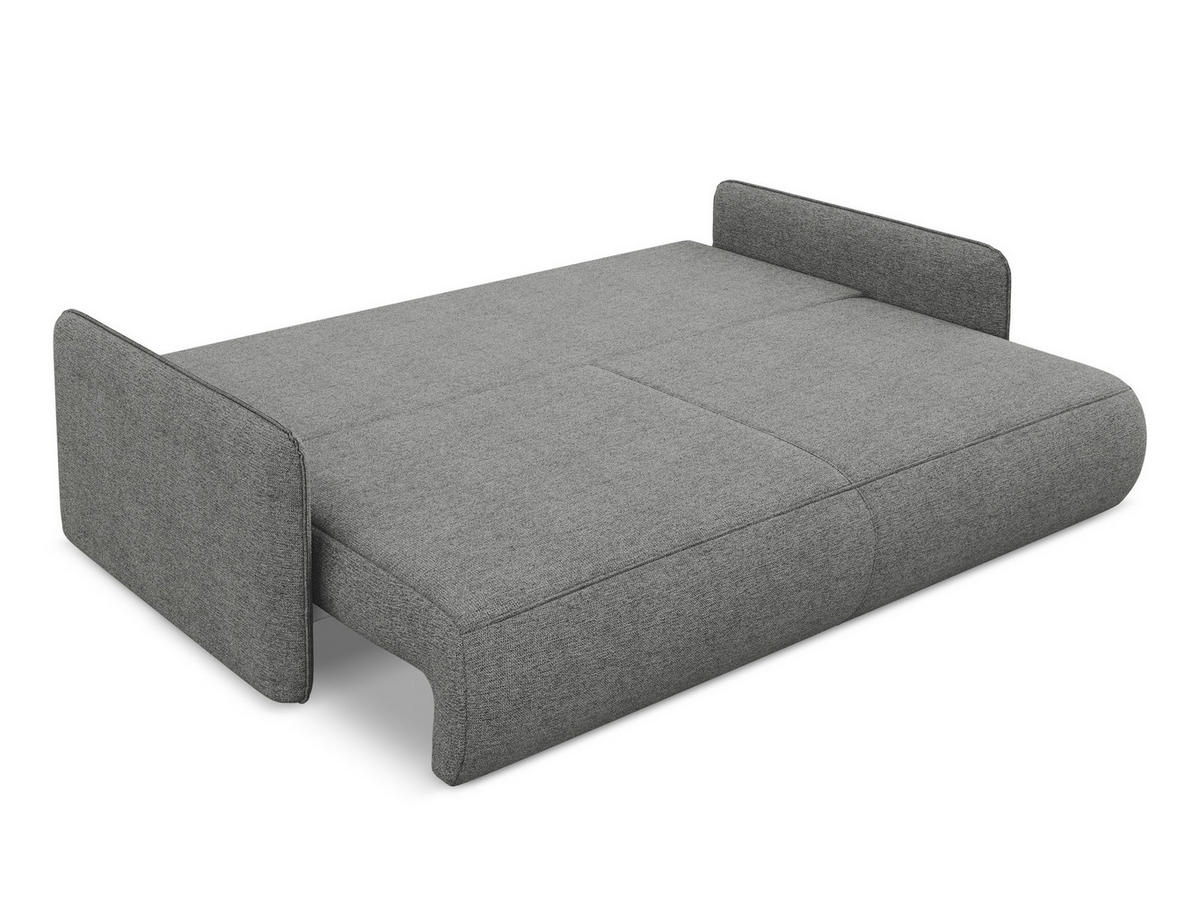 3-SITZER SOFA mit Schlaffunktion Chenille Stoff Grau - Schieferfarben/Schwarz, Kunststoff/Textil (216/86/105cm) - Makamii