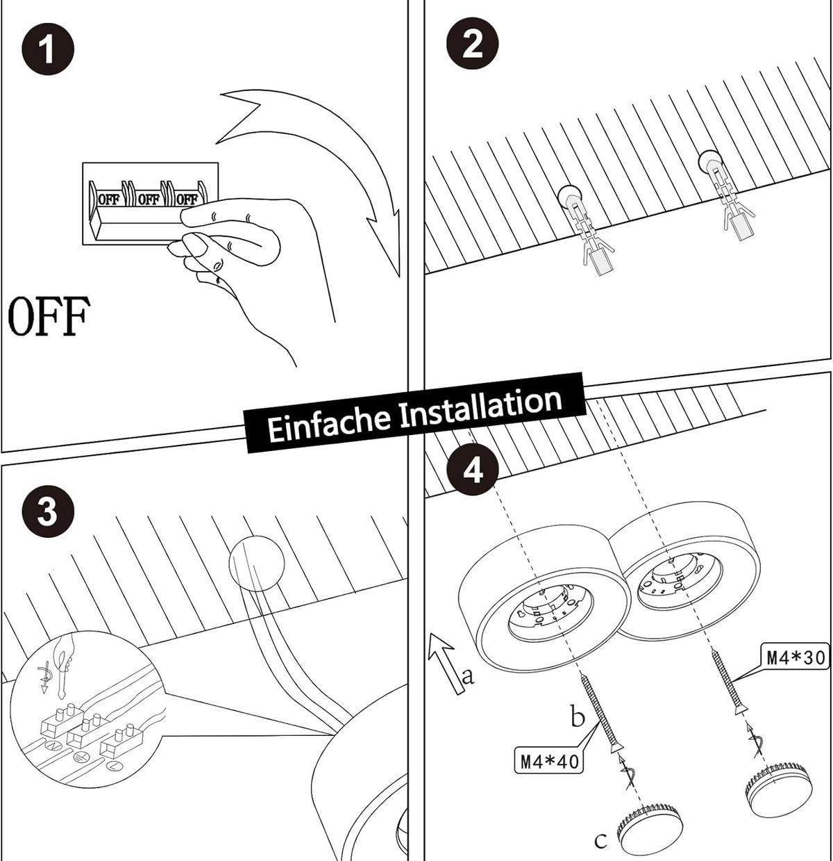 DECKENSTRAHLER Funkelhild 5.5/15/28 cm - Weiß, Metall (28/5.5/15cm) - ZMH