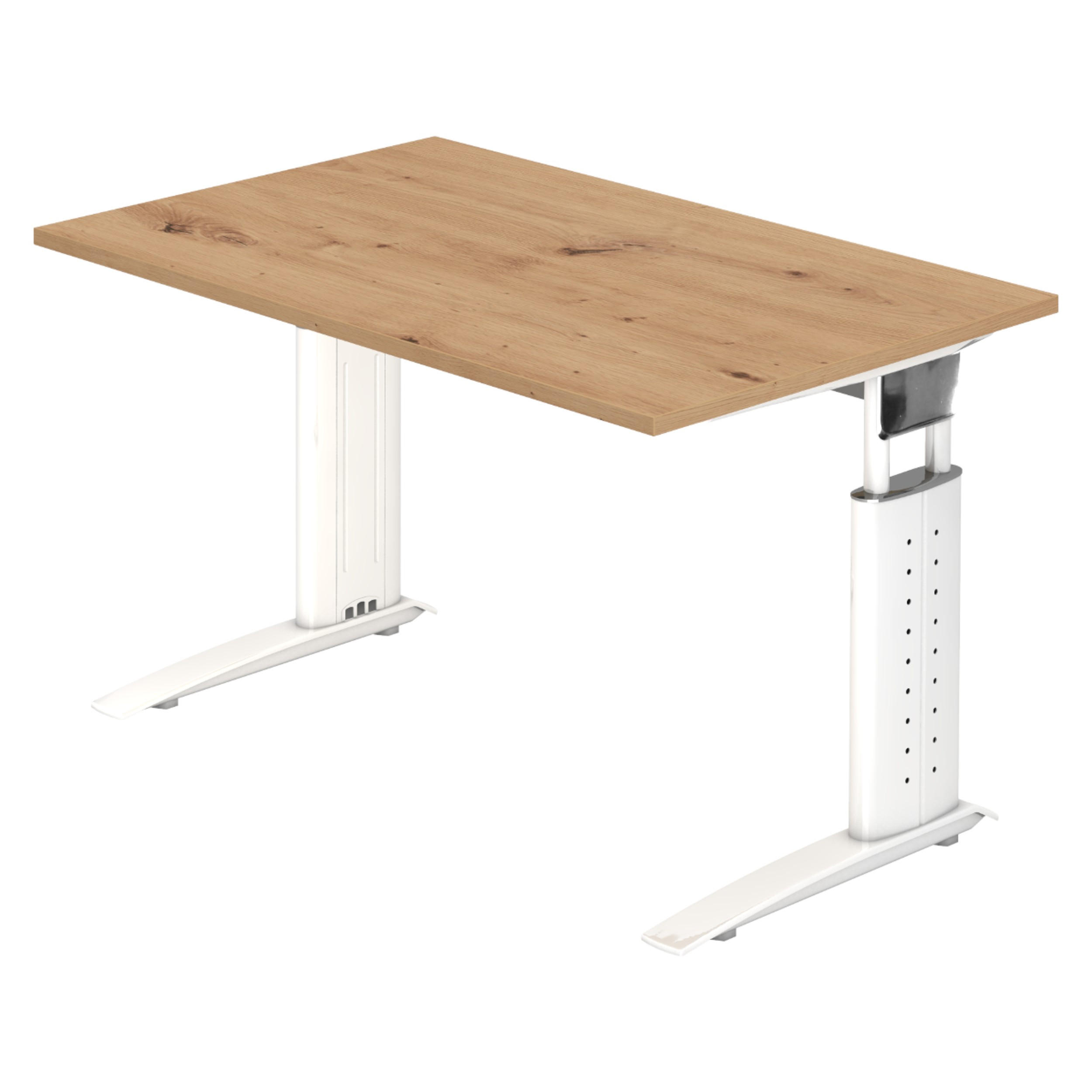 SCHREIBTISCH Serie-U 80/120/72 cm in Wildeiche/Weiß - Wildeiche/Weiß, Holzwerkstoff (80/120/72cm) - bümö