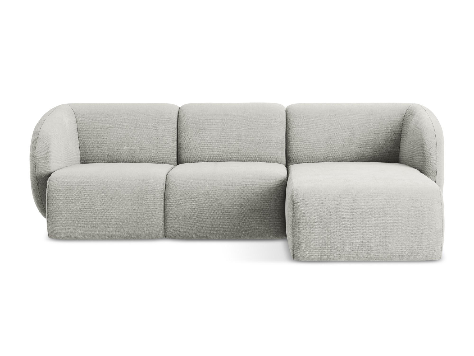 ECKSOFA Rechts Chenille Stoff Grau - Hellgrau/Schwarz, Holzwerkstoff/Kunststoff (248/166cm) - Makamii