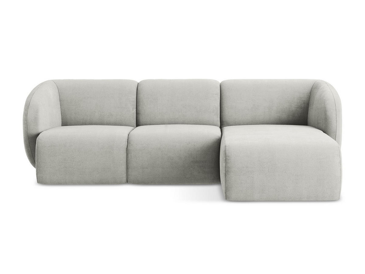 ECKSOFA Rechts Chenille Stoff Grau - Hellgrau/Schwarz, Holzwerkstoff/Kunststoff (248/166cm) - Makamii