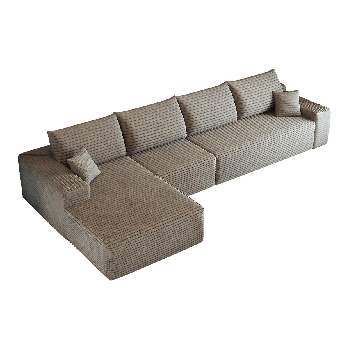 ECKSOFA 340/175/83 cm Kamel mit L-förmiger Chaiselongue, Linke Seite - Braun/Cappuccino, Textil (340/175cm) - Oxeza