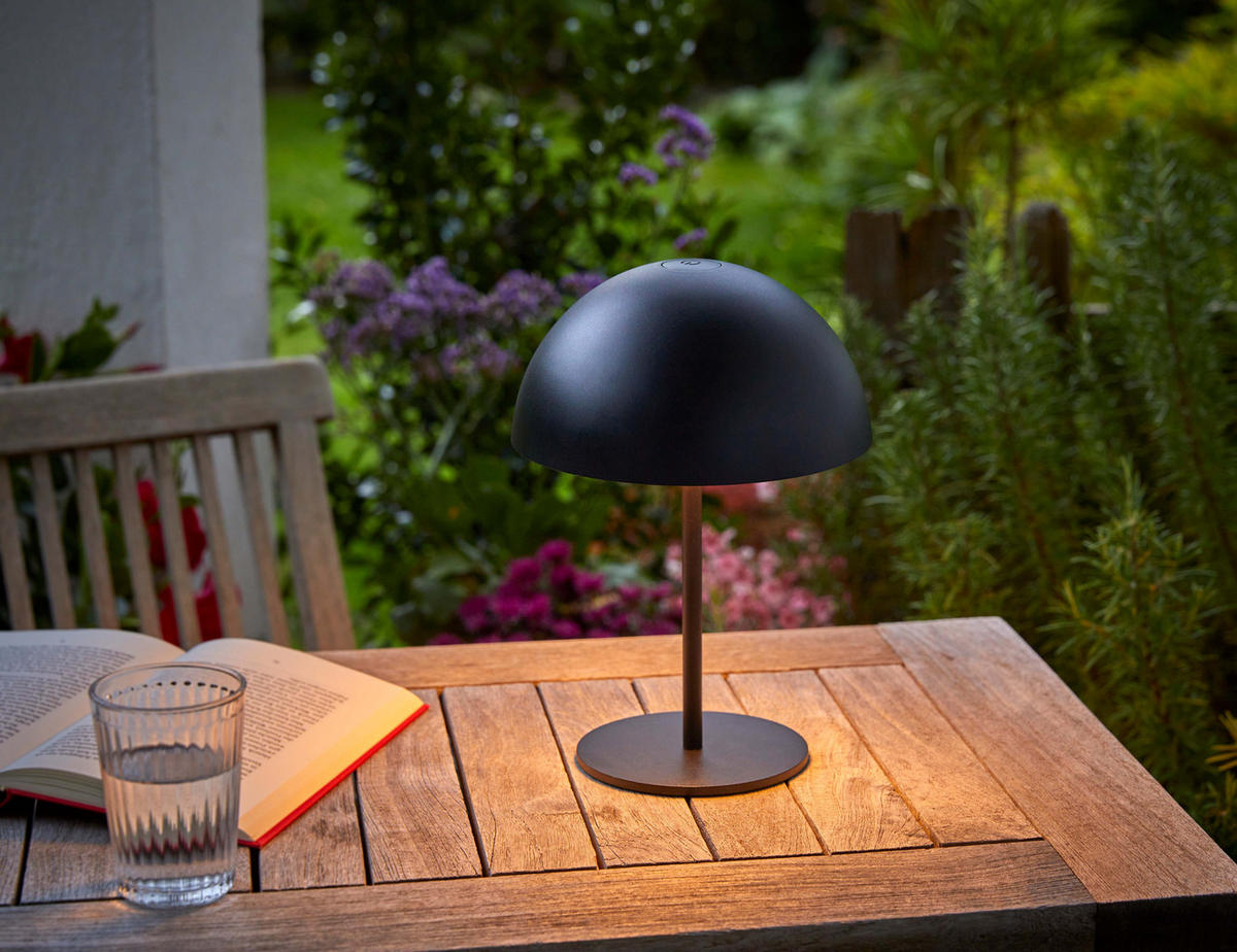 LED-TISCHLAMPE Pilzform dimmbar Metall Ø18x28xcm Schwarz - Schwarz, Metall (18/18/28cm) - Northpoint