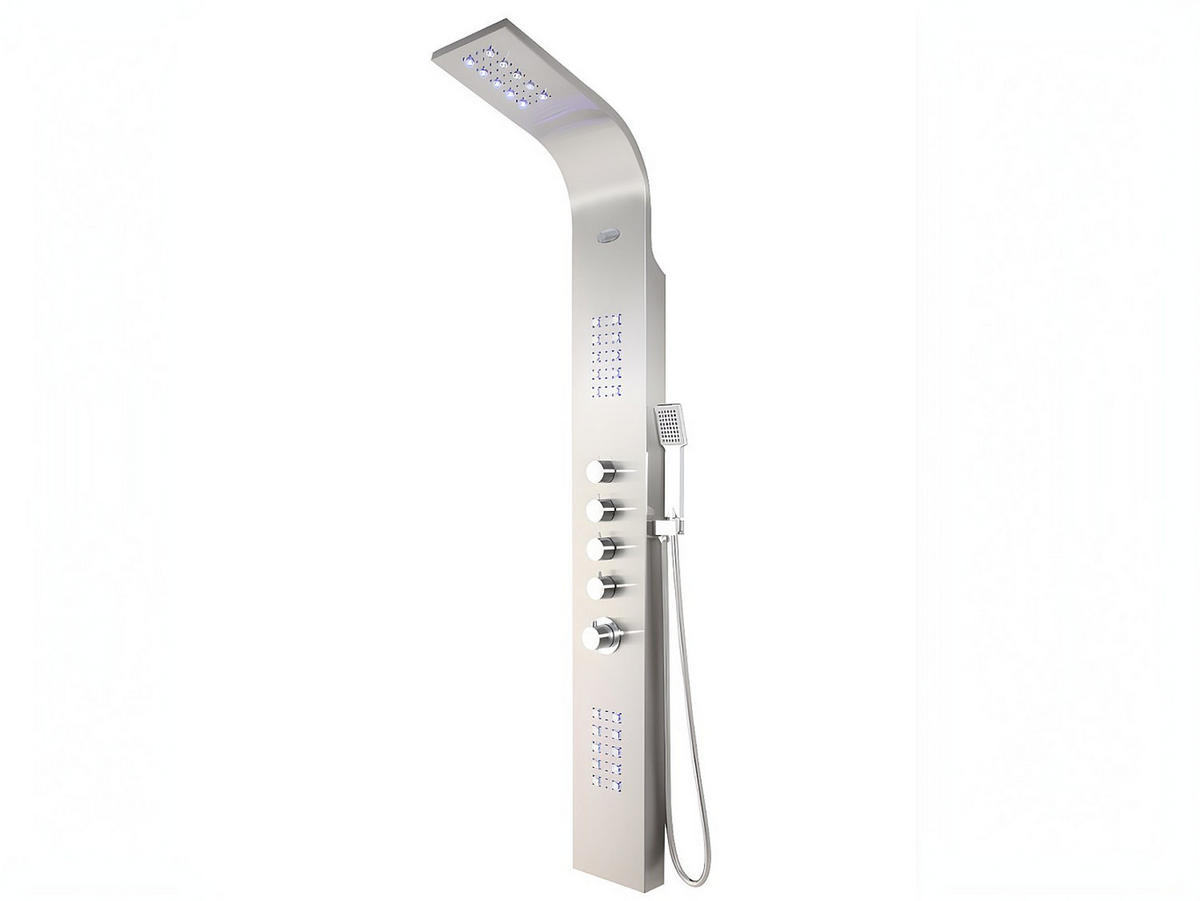 MASSAGE-DUSCHSÄULE mit LEDs - 20 x 165 cm - Silberfarben - FELICITA - Silberfarben, Metall (20/165/20cm) - Vente-Unique