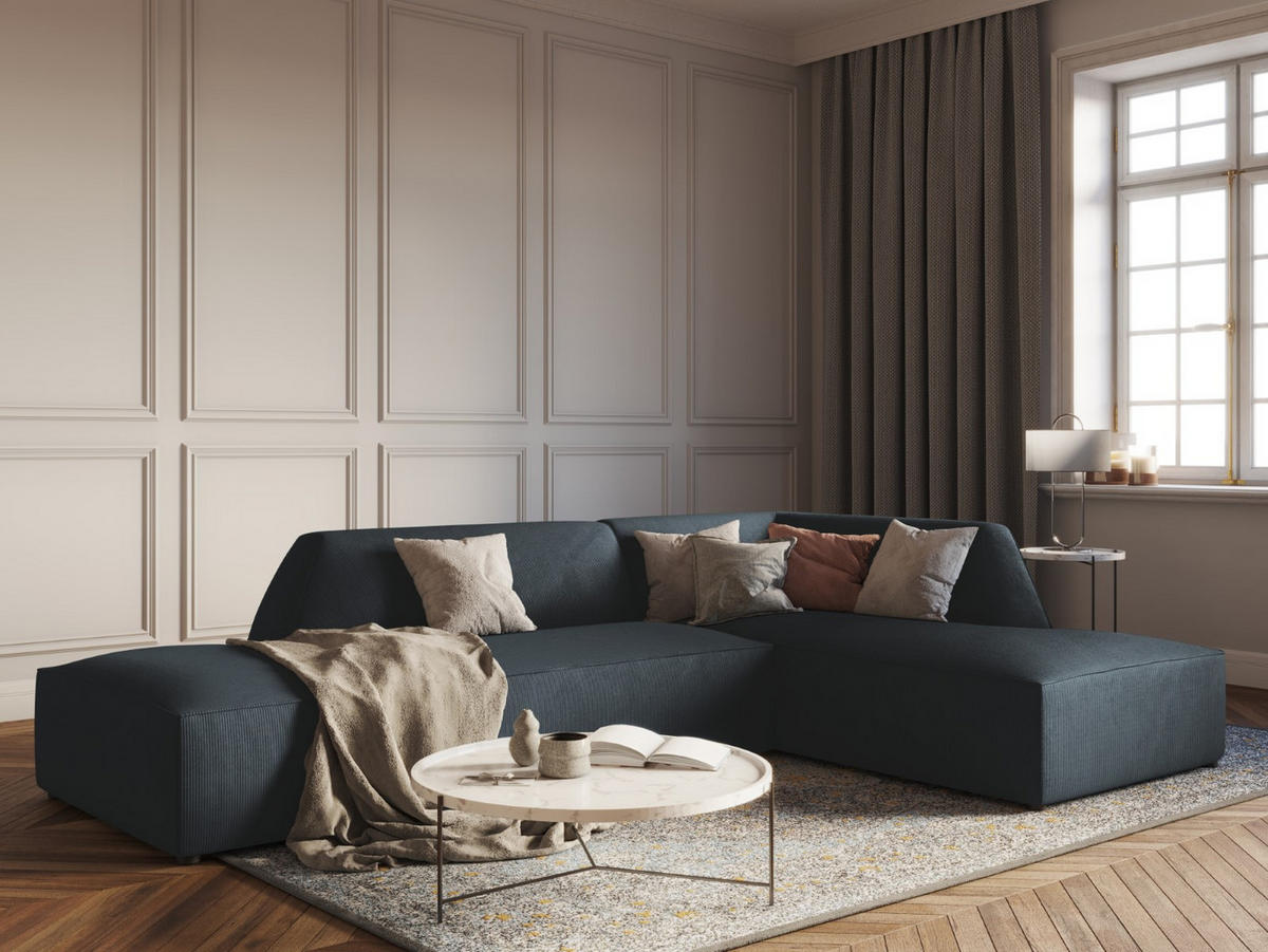 ECKSOFA rechts Ruby aus Cord blau 4 Sitzplätze - Blau, Textil (180/273cm) - Micadoni