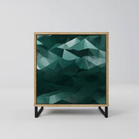 SIDEBOARD POLYGONAL FLOATING, Eichefarben, 57,5x42x67,5 cm, Schwarze Metall-Rahmenfüße - Eichefarben/Multicolor, Holzwerkstoff/Metall (57.5/67.5/42cm) - SpaceRebels