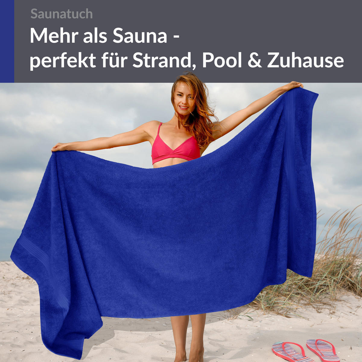 BADETUCH Linz Königs Blau 100x200 cm - Dunkelblau, Textil (100/200cm) - Lashuma