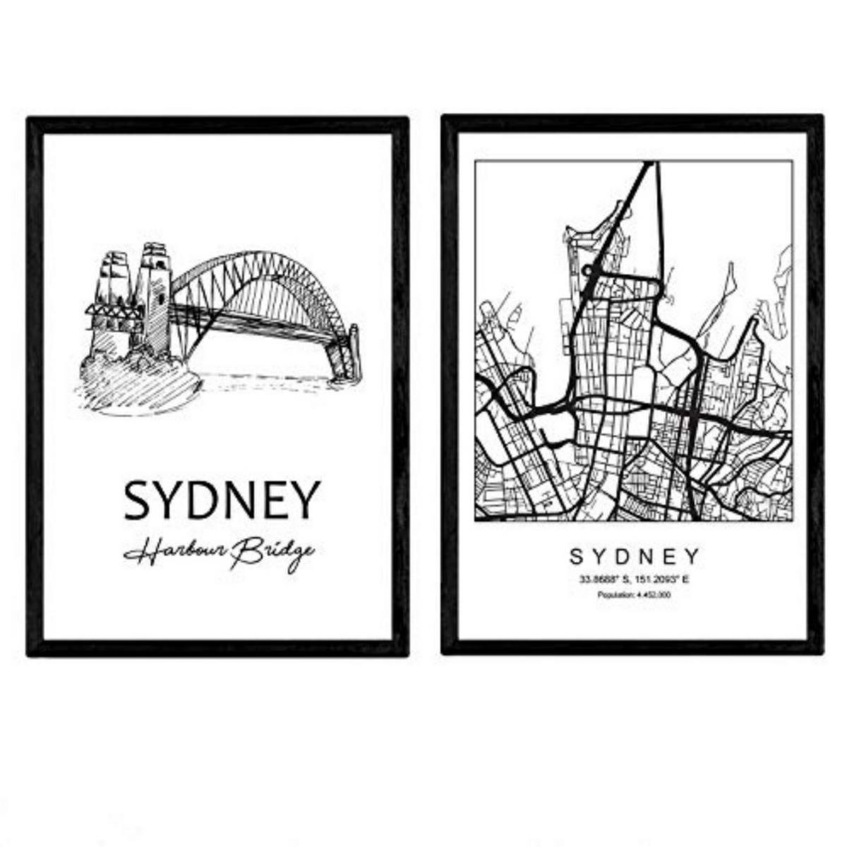 POSTER Set Mit 2 Städte Denkmäler Sydney Bay Bridge A3 Rahmenlos - Klar, Papier (29.7/5/42cm) - Nacnic