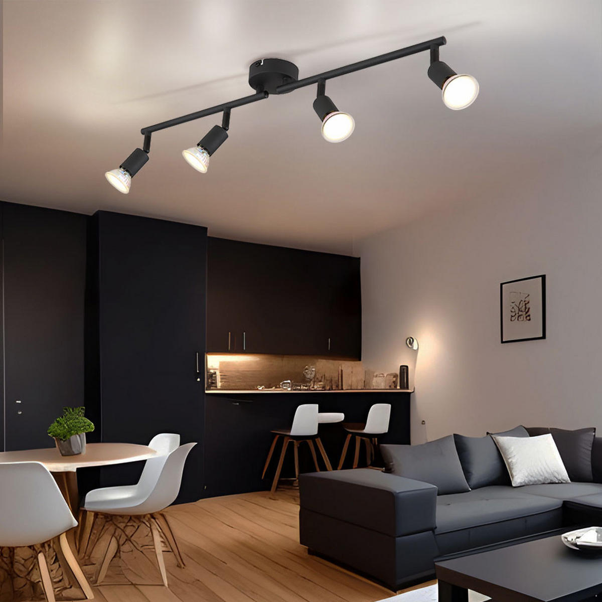 DECKENLEUCHTE Matrix Metall Schwarz - Schwarz, Metall (60/8/13cm) - Globo Lighting