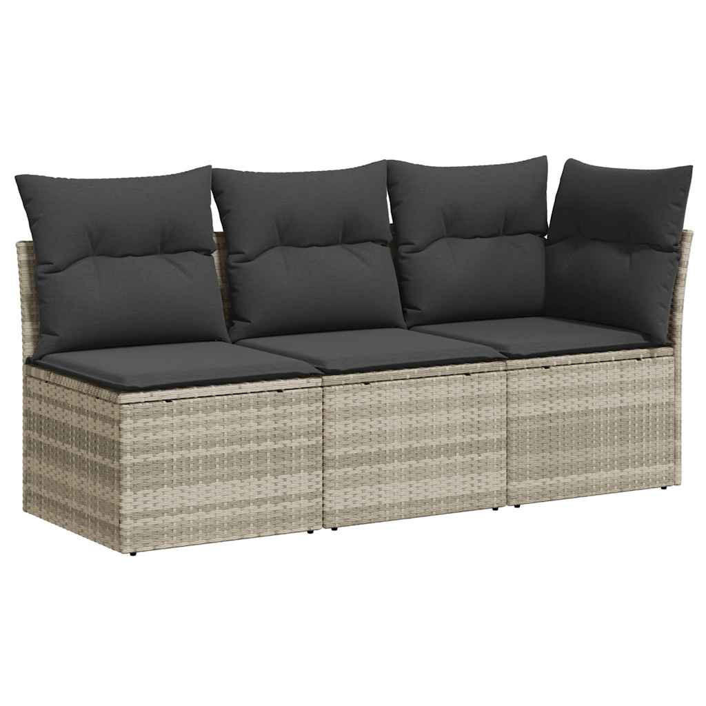GARTENSOFA Mit Kissen 3-Sitzer Hellgrau Poly Rattan - Grau, Kunststoff (172/69/62cm) - vidaXL