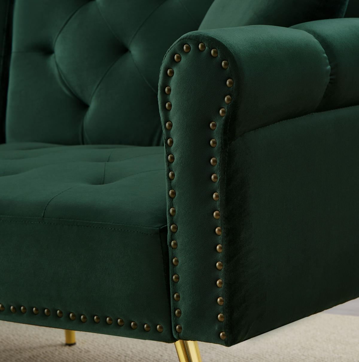 SCHLAFSOFA mit 3-fach verstellbarer Rückenlehne 147x85 cm Samt Antikgrün - Grün, Kunststoff (173/70/75cm) - Meubliv