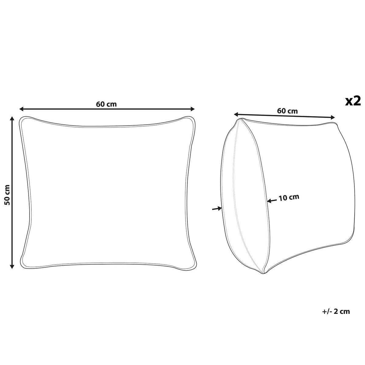 KISSEN 2er-Set Weiß 60/50 cm Vihren - Weiß, Naturmaterialien (60/50cm) - Beliani