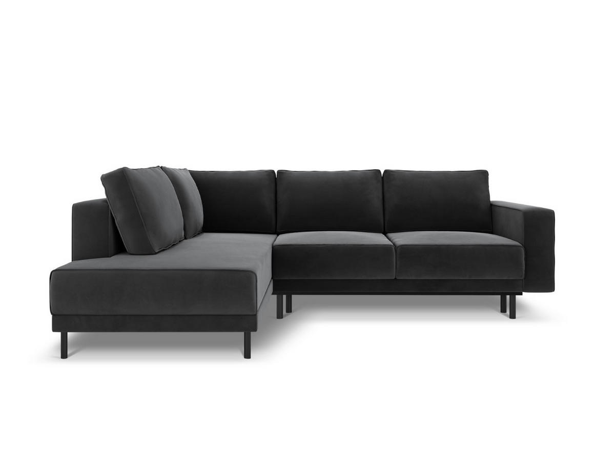 AUSKLAPPBARES-ECKSOFA links Caro aus Samt grau 5 Sitzplätze - Grau, Textil (187/247cm) - Micadoni