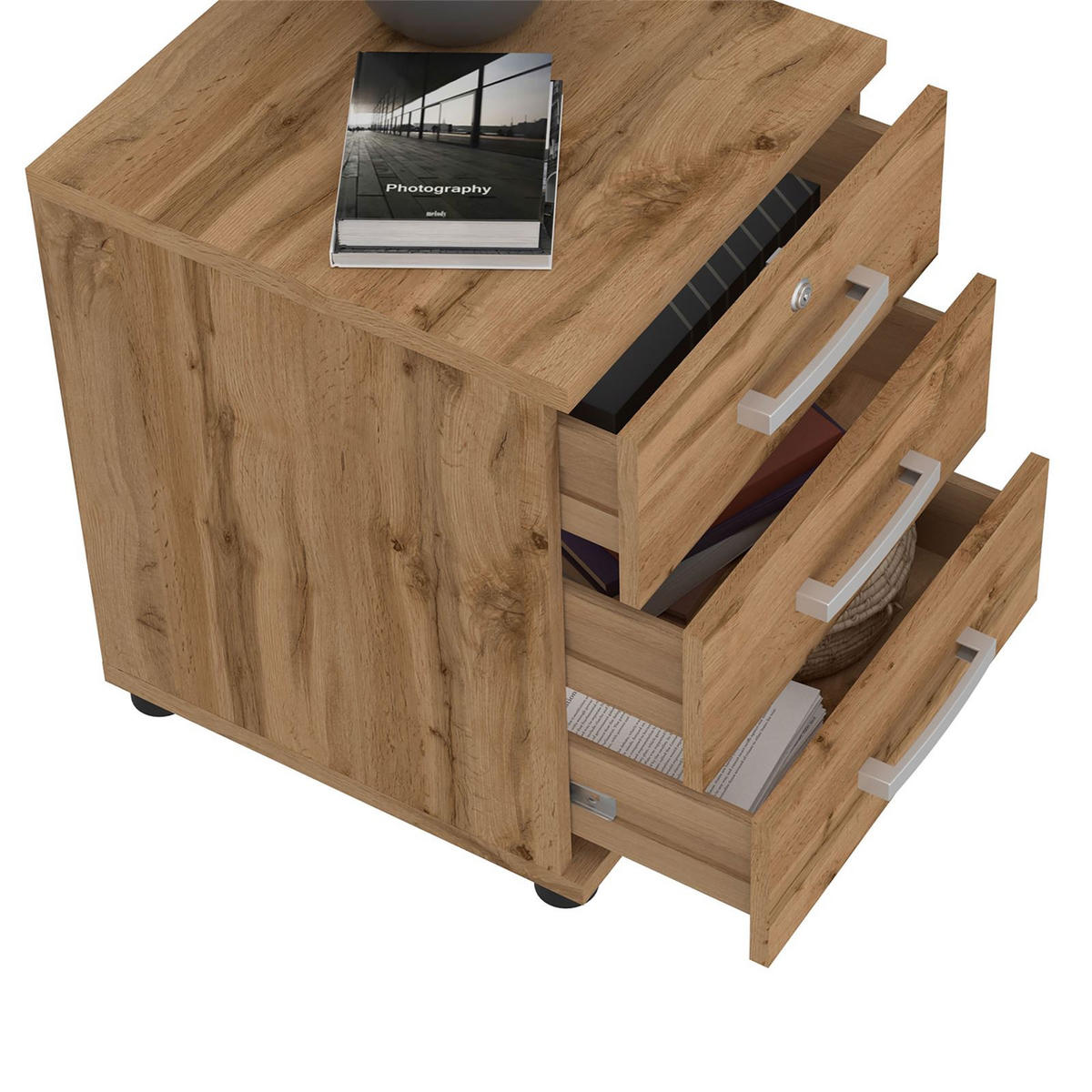 BÜROCONTAINER TORONTO - Wildeiche, Holzwerkstoff (44/55/45cm) - CARO-Möbel