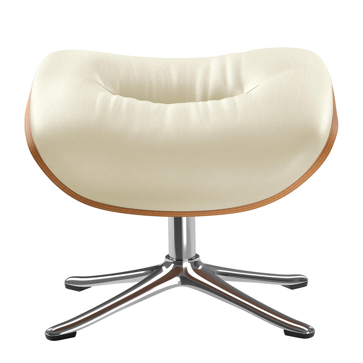 POLSTERHOCKER - Chromfarben/Weiß, Leder/Metall (44/39/42cm) - home24