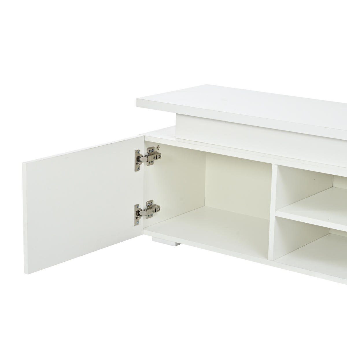 TV niska komoda 180/35/42 cm u bijeloj boji s RGB LED rasvjetom i prostorom za odlaganje - bijela/crna, drvni materijal (180/42/35cm) - CHICFURN