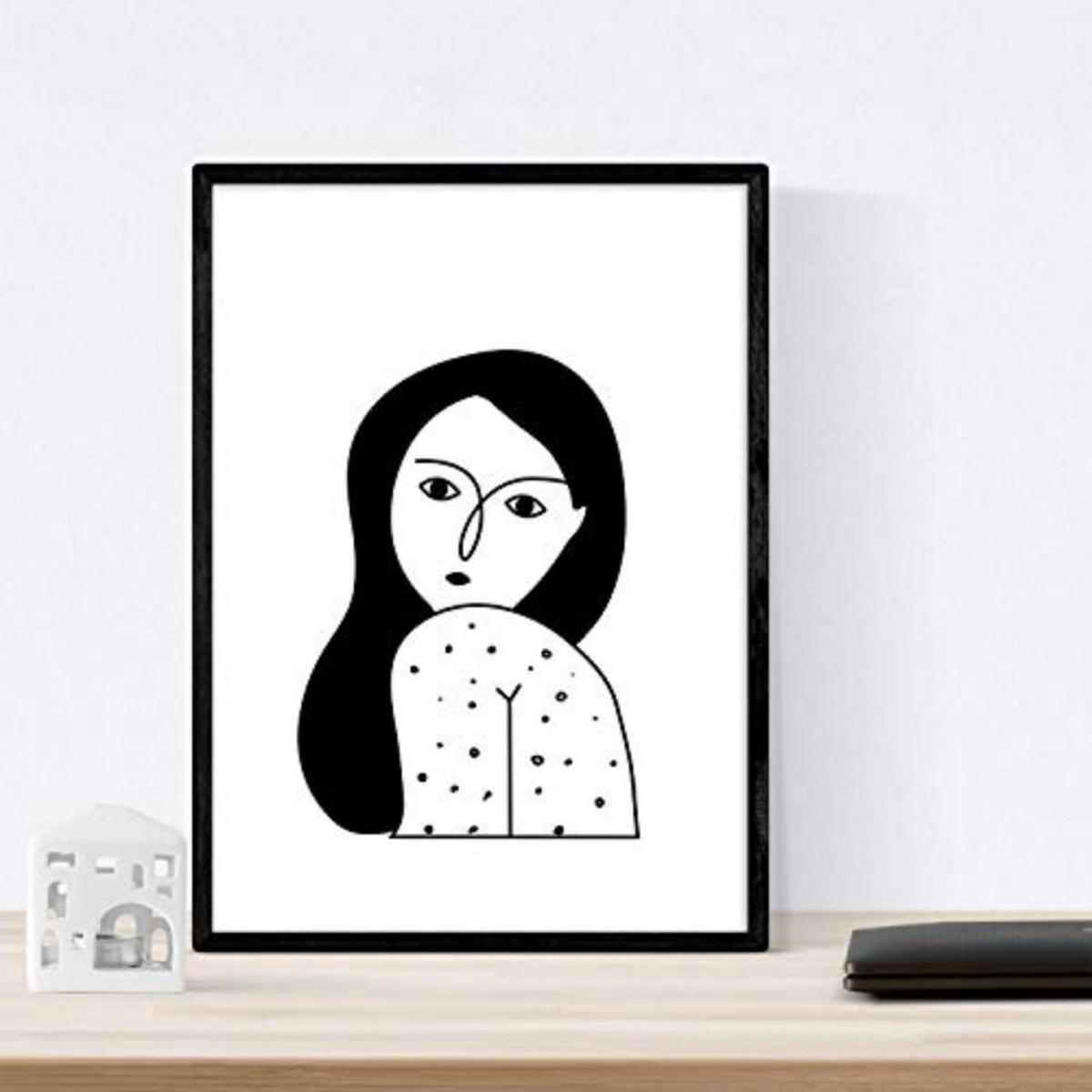 POSTER Set mit 4 „Vier Frauen“ Zeichnungen von Frauen A4 Rahmenlos - Klar, Papier (29.7/3cm) - Nacnic