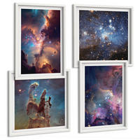 BILDER SET 4er Set - 50x50 cm & 40x60 cm Weißer Rahmen - Kosmische Sternenlandschaften - Weiß, Kunststoff (50/50cm) - TULUP