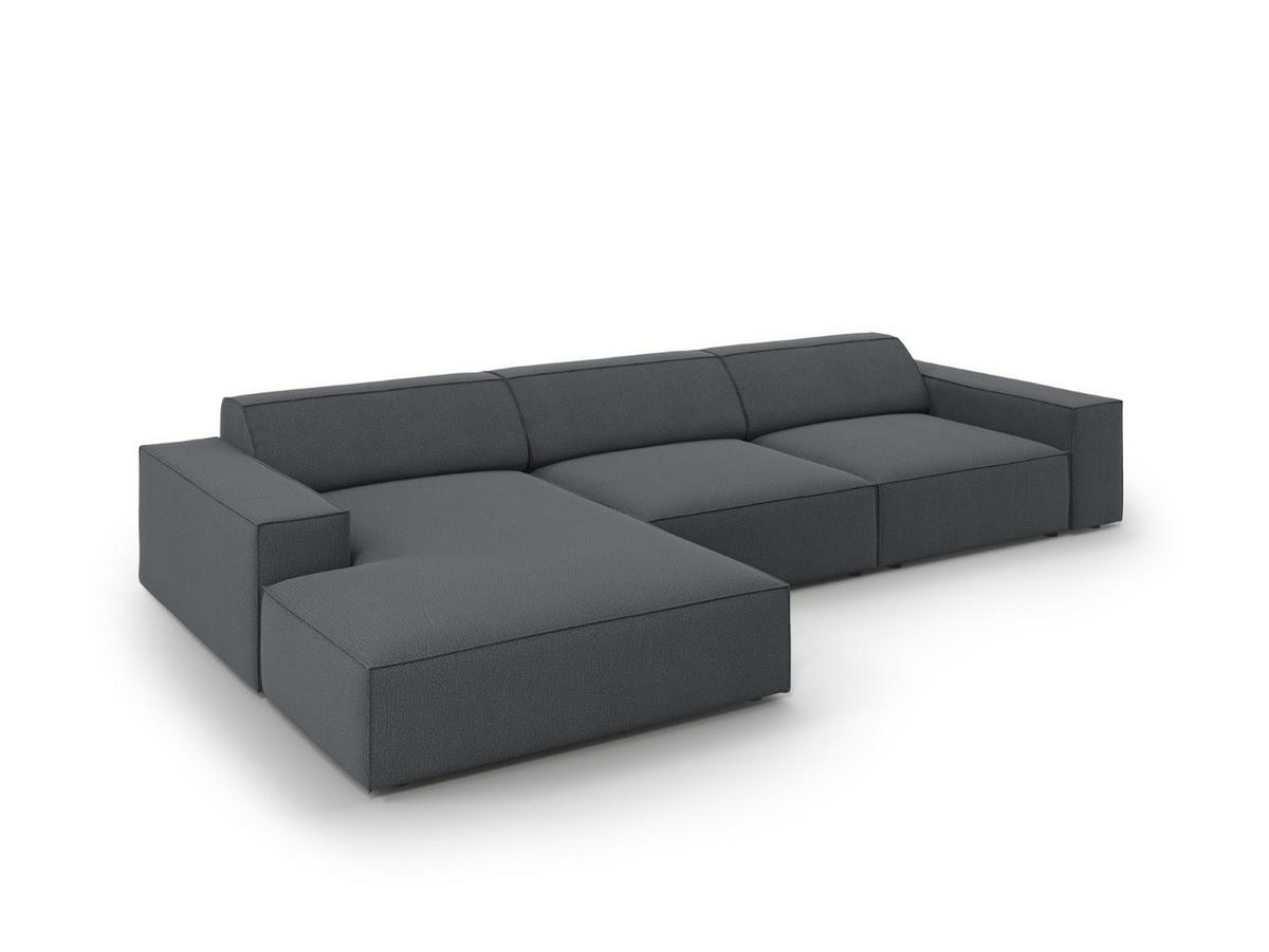 ECKSOFA links Jodie aus strukturiertem Stoff dunkelgrau 4 Sitzplätze - Dunkelgrau, Textil (166/284cm) - Micadoni