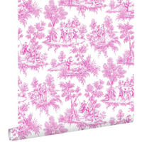TAPETE Toile de Jouy 53 cm x 10.05 m - Pink, Papier (53/0.1cm) - ESTAhome