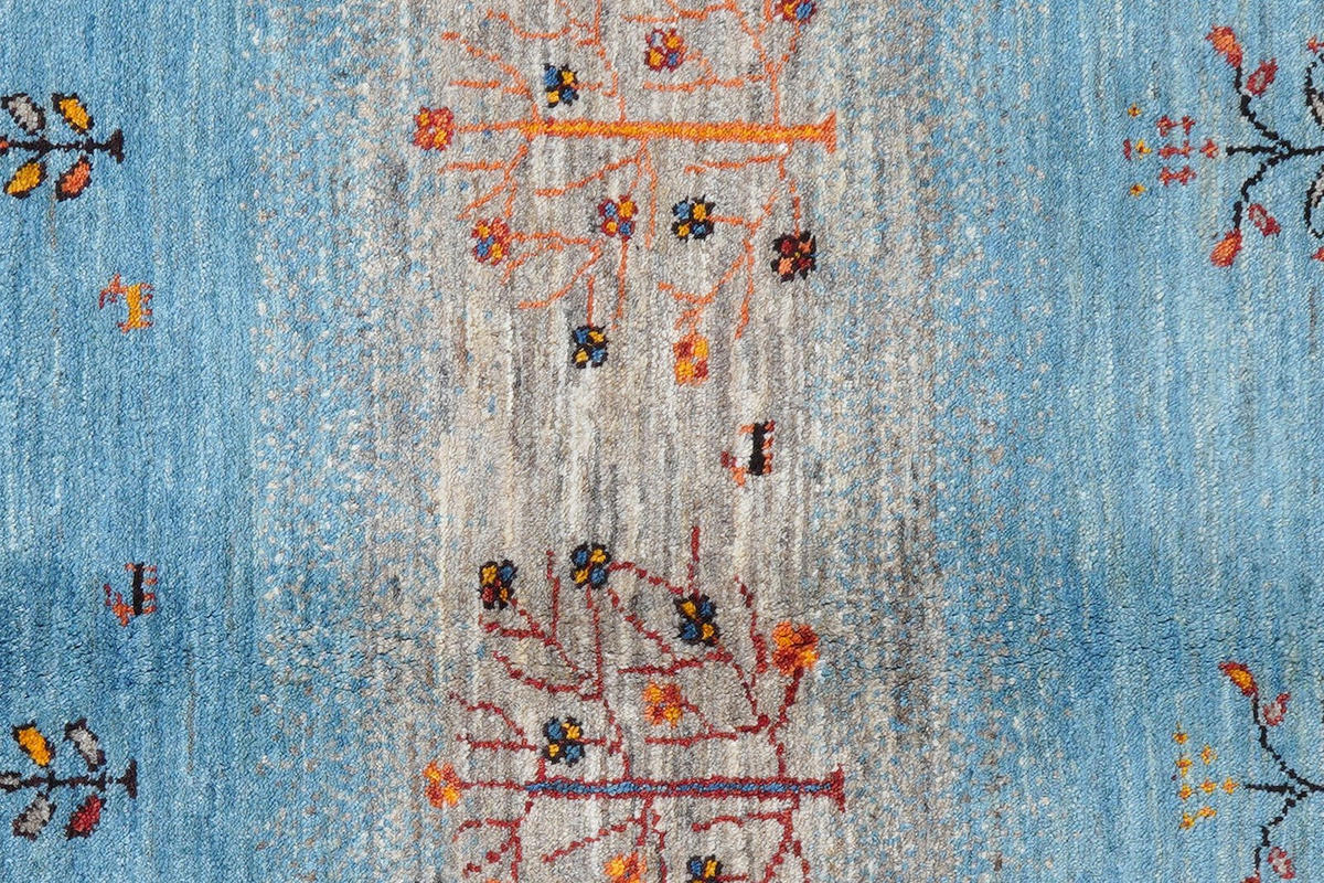 GABBEH-TEPPICH handgeknüpft Rizbaf Blau 207/156 cm Schurwolle - Blau, Textil (156/207cm) - Looma